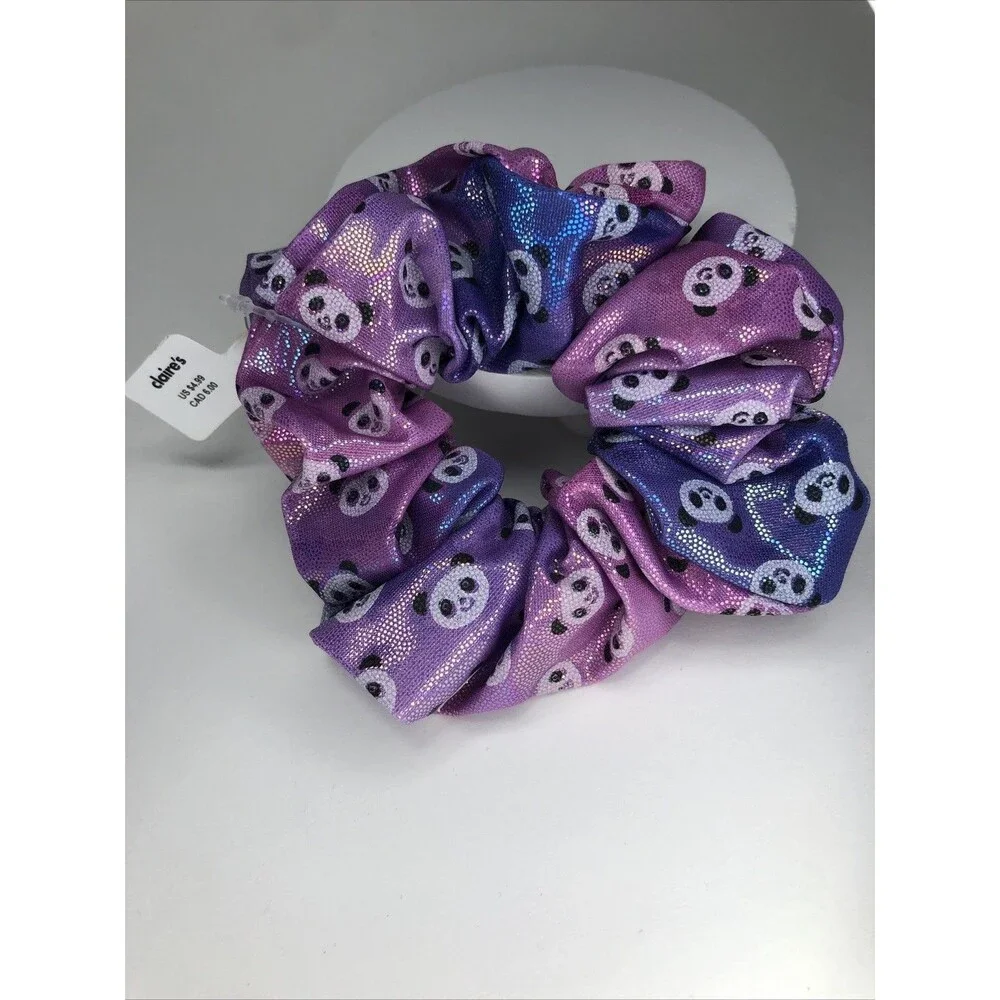 Hair Accessories. Pink And Purple With Pandas Scrunchie